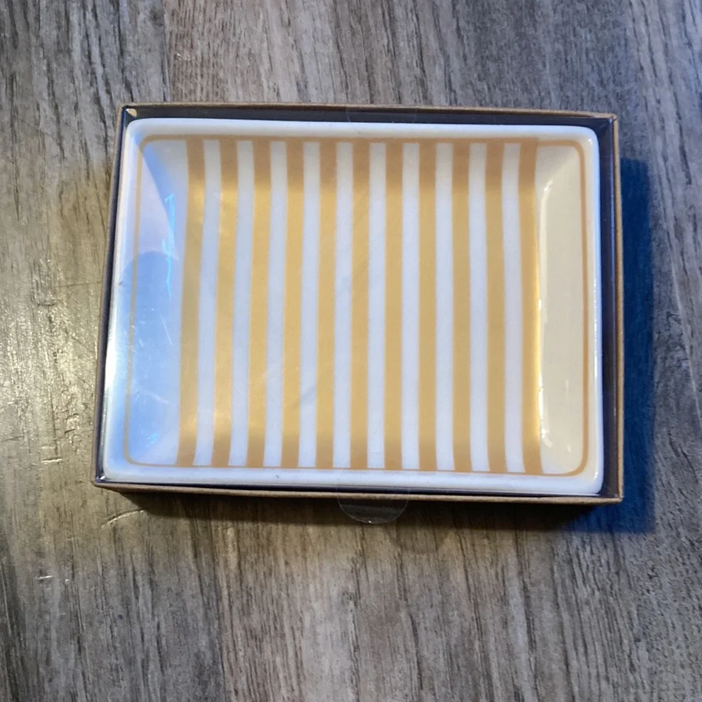 J. Crew Gold Stripe Jewelry Dish